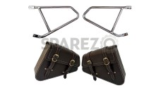 Royal Enfield Interceptor 650 Mounting Rails With Leather Pannier Pair Bags